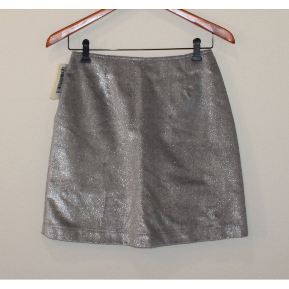 Armani Jeans silver metallic skirt Size 6 cotton blend A-Line Italy COA NWT